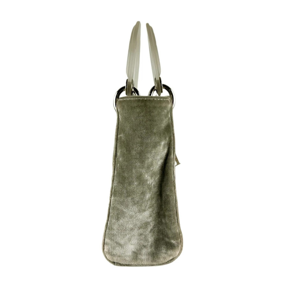 Dior Lady gray handbag Christian  velvet Gray